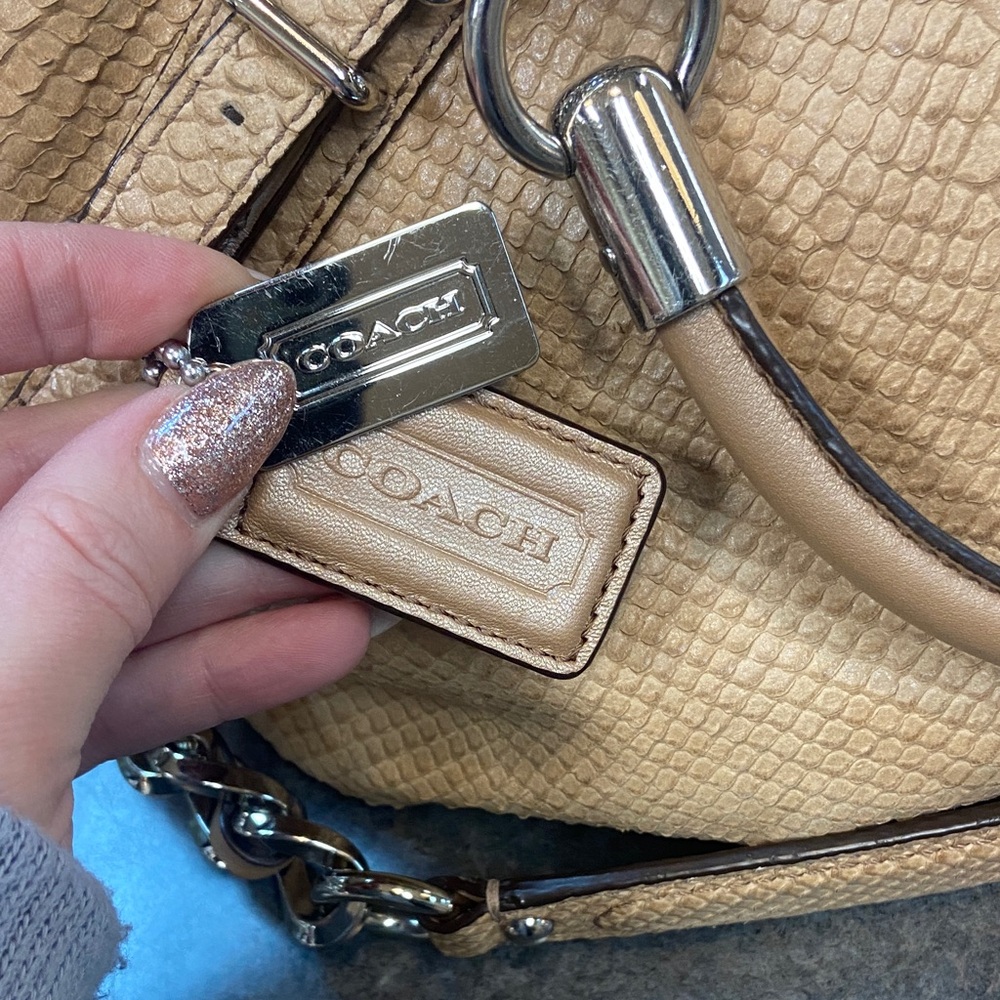 Coach Tan Embossed Python-Style Leather Satchel W… - image 3